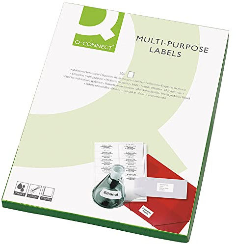 Q-Connect KF02250 Mehrzweck-Etiketten 99,1 x 34 mm 16 Etiketten pro A4 Bogen 500 Stück weiß