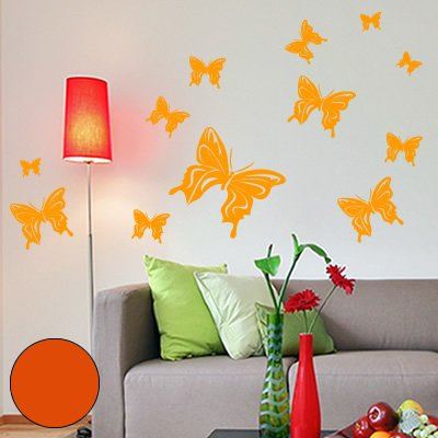 Wandtattoo Wohnzimmer Schmetterlinge Aufkleberbogen 60cm x 30cm orange - Türaufkleber Flur - Wandsticker Kinderzimmer Jungen - Aufkleber für Flur, Küche, Bad - Dekoration Wohnung - Sticker