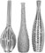 Deco 79 Vase Keramikvase, 3 Stück, 33 cm hoch, 10 cm breit – 69681, Keramik, Silber, 13 x 4