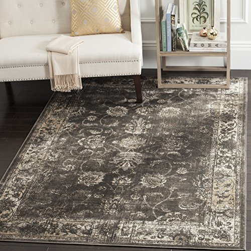 SAFAVIEH Traditionell Teppich für Wohnzimmer, Esszimmer, Schlafzimmer - Vintage Collection, Kurzer Flor, Weiches Anthrazit, 99 X 170 cm