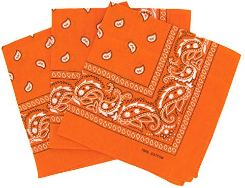 Set 3 bandanas paisley damen und herren orange