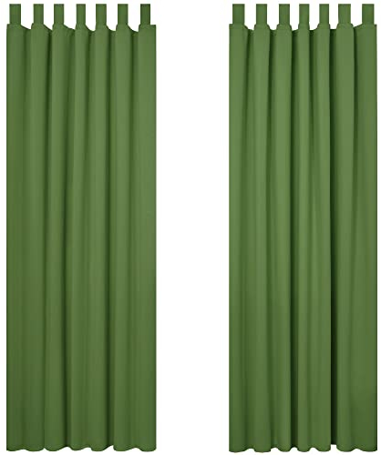Deconovo Vorhang Blickdicht Schlaufen Verdunkelungsvorhang Dicke Gardinen Winter, 245x140 cm(HöhexBreite), Apfelgrün, 2er Set