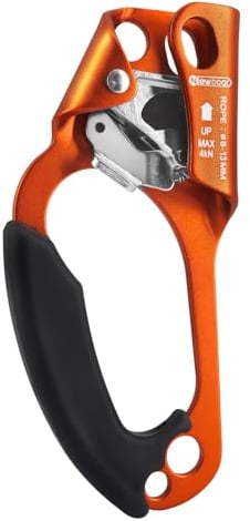 NewDoar UIAA & CE-zertifizierte Handsteigklemme Seilklemme Ascension Kletterbaum Baumpfleger Abseilen Ausrüstung Seilklemme für 8~13 mm Seil-Linke Hand Orange