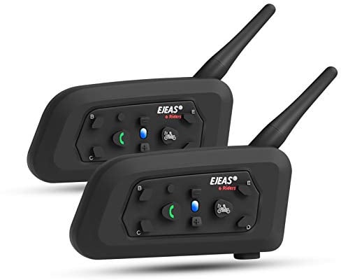 EJEAS V6 Pro Motorradhelm Bluetooth Intercom Headset 1200M 2 Personen Vollduplex Wireless Motorrad Interphone Verbinden Sie bis zu 6 Fahrer zum Motorradfahren, Skifahren und Klettern (2 Packung)