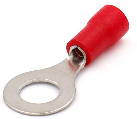 Heschen Ring Terminal Crimp Connectors, Vinyl, Insulated, Wire Electrical Connector, RV1.25-6, Stud size 1/4, for 0.5-1.5mm² (22-16 AWG), Red, 100Pack