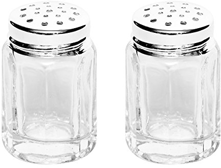 Brillibrum Mini spargisale in vetro di cristallo con argento fine, realizzato a mano, set sale e pepe (8 angoli, 2 spargitori senza vassoio)