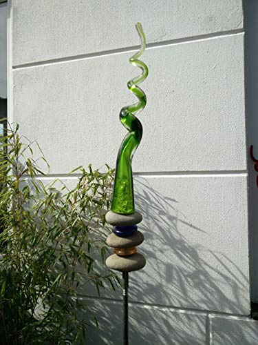 Zen Man Edelrost GartenStecker GartenGlaskugel Glasdeko Rost Gartenfigure Beetstecker Gruen 140 * 5 cm 029333