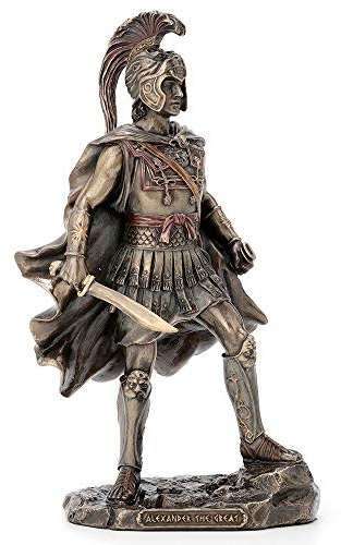 Veronese Design Statue Alexander, der große griechische römische Krieger, historische Antik-Bronze-Oberfläche, Statue, Skulptur, 24 cm