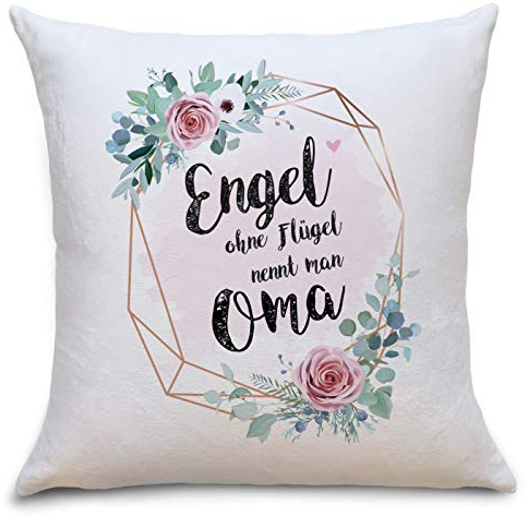 OWLBOOK® Geschenk für Oma Geburtstag Ostern | Engel ohne Flügel nennt Man Oma Kissen | Danke Sagen Geschenke | Flauschige Kissenhülle Polster