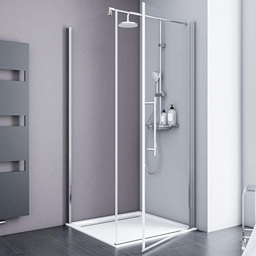 Schulte Duschkabine Alexa Style 2.0, 80 x 192 cm Drehtür inkl, Seitenwand, ESG mit Dekor klar hell, chromoptik D321504 41 50