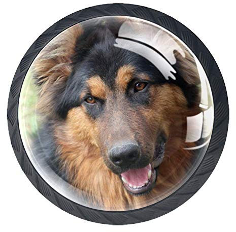 Dunkelbrauner Hund 4 Stück Kristallglas Möbelgriff Griffe Kleiderschrank Möbelknöpfe Schrank Schublade Knöpfe Türgriffe mit Schraube Beste Festival Geschenk für Kinder 3.5×2.8cm