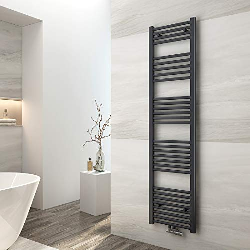 EMKE Badheizkörper 1600x400 mm, Handtuchheizkörper Mittelanschluss Badheizkörper Handtuchhalter Handtuchwärmer Handtuchtrockner Heizkörper Bad Handtuchheizung Anthrazit 547W