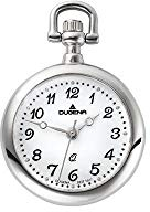 Dugena Damen-Taschenuhr 4460502 Lepine, Quarzwerk, weißes Zifferblatt, Edelstahlgehäuse, mit Acrylglas und arabischen Ziffern, inklusive Kette, 24,5 mm