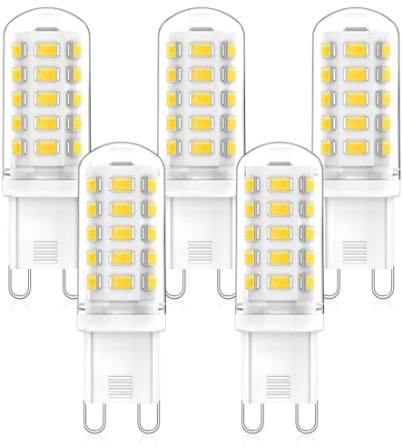 RuLEDne Bombillas LED G9 3W Equivalente a 33W 40W Lampara Halógena, Lámparas LED G9 Blanco Cálido 3000K, CRI> 83, 320LM, 360 Grados, AC 220V-240V, No Regulable, Paquete de 5 (4000K 5 PCS)