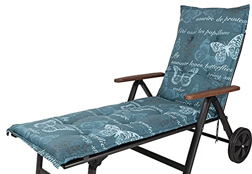 Kettler Polen KETTtex 2388 Auflage Rollliege Bali blau/Petrol Schmetterlinge 193x60x8 cm (ohne Liege)