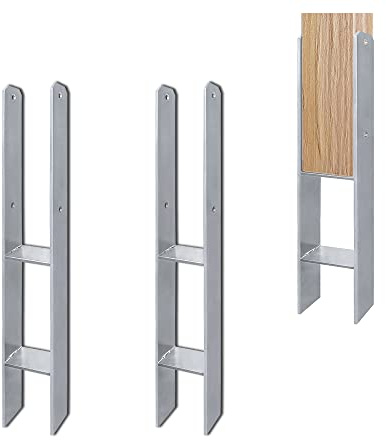 NAIZY H-Pfostenträger 2 Stück Pfostenanker Stahl 600mm Länge H-anker Pfosten Langlebig 91mm Breite Vierkantholzpfosten Säulenfuß, für Carports Pfahlbauten Wildtürme Zäune Pergola