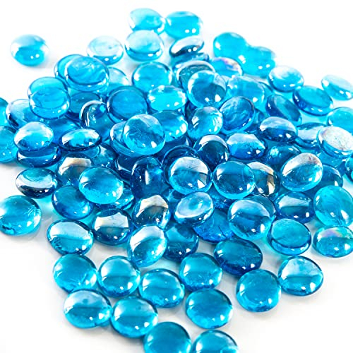 Logbuch-Verlag Blaue Glasnuggets Glassteine Mini Steine türkis aus Glas rund flach 2 cm Maritime Dekoration Streudeko 400g