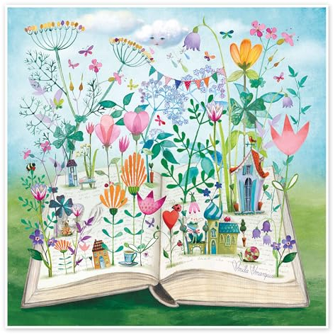 Buchgarten Poster von Mila Marquis Wandbilder für jeden Raum 60 x 60 cm Bunt Floral Wanddeko