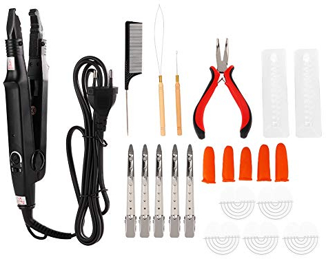 Kit de herramientas para extensiones de cabello, juego profesional de planchas para extensiones de cabello, barra de queratina para el cabello, alicates para extensiones de cabello, conector para el c