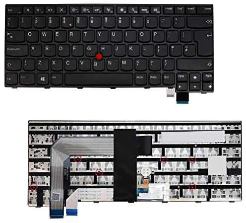 Wikiparts* New Non-Backlit Keyboard Replacement For Lenovo ThinkPad T460s, T460s 20F9, T460s 20FA, T470s, T470s 20HF Notebook Laptop UK Layout English Keyboard QWERTY with Frame