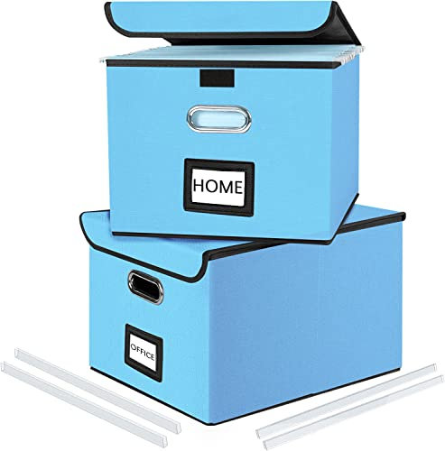 Huolewa Dekorativer Aktenordner, Dokumenten-Aufbewahrungsboxen mit Deckel, Leinen-Hängemappen-Aufbewahrungsboxen, dekoratives Ordnungssystem für Zuhause und Büro, zur Aufbewahrung von Dateien und