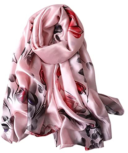 FAIRYGATE Schal Pink Frauen Seidenschal Damen Elegante Leichte Lange Verlaufsfarben Seidenschal Anti Allergie Tuch Sonnenschutz 79021