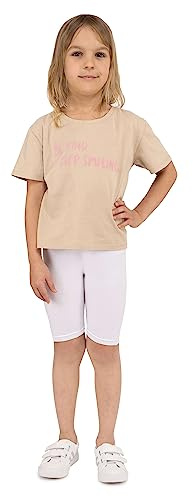 looksy Fahrradshorts für Mädchen – Klassische einfarbige und lebendige Farben elastischer Bund bequemer und atmungsaktiver Baumwollstoff langlebig und einfach zu tragen, Weiß 8 Jahre (128 cm)