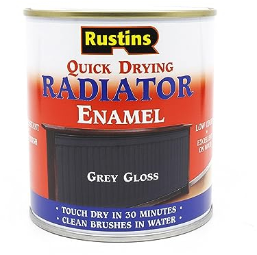 RUSTINS Quick Drying Radiator Enamel Gloss - Grey 250ml – Durable, Long-Lasting Finish for Radiators That Stands the Test of Time