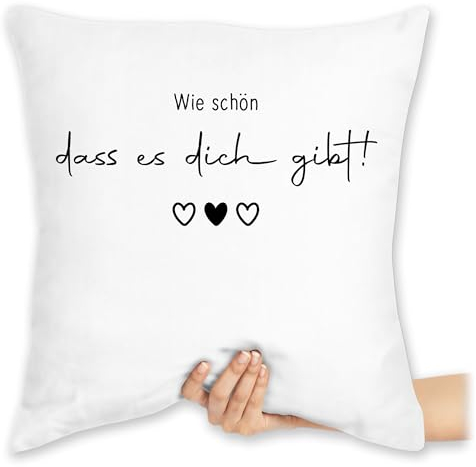 Kissen 40x40 Zierkissen - Wie schön DASS es Dich gibt - Schöne Geschenke Beste Freundin Besten Freund Partner Partnerin - 40 x 40 cm - Weiß - seelenverwandt Freundschaft Freundinnen kissenhülle