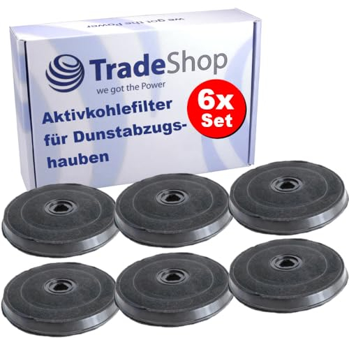 6x Trade-Shop Aktivkohle-Filter Ø 230mm kompatibel mit Philips Whirlpool Dunstabzug ElektraBregenz Grundig Leisure Bosch Indesit Ariston Balay Küchenhauben