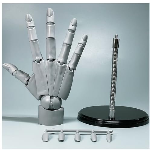 Zeetan 1:1 Flexibles Modell Für Die Rechte Hand, Gelenke Bewegliche Künstlerpuppen-Handfigur Zum Anzeigen Von Skizzen Und Malen,Grau