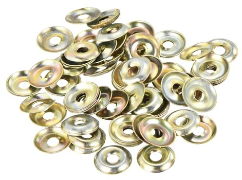 QUARKZMAN 100Pcs Rondelle à Tête Conique, Fer Jaune Rondelles de Finition à Tête Conique pour Vis M4 (ID M4 x OD 14mm x Épaisseur 2mm)