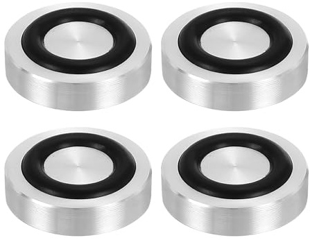 QUARKZMAN 4 Stück Glasplatten Adapter, M8 Gewinde für Tischbeine & Tischfüße, M8 x 20mm x 8mm Aluminiumkreis Scheibe mit rutschfestem Gummiring, Runde Massivtischfüße Pad Platte Hardware