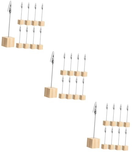 Lurrose 27stücke Tischnummernhalter Mit Holzblockbasis Und Clips Multifunktionale Bild Und Notizenhalter Für Veranstaltungen Hochzeiten Und Schreibtische