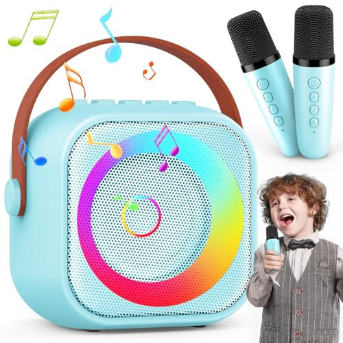 GeschenPark Micro Enfant, Jouet Garcon 3-10 Ans Micro Karaoke Enfants avec 2 Micro sans Fil, Mini Microphone Karaoké Cadeau Enfant 3-10 Ans Anniversaire - Cadeau de Noël