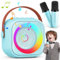 GeschenPark Juguetes Niño 3-10 Años, Karaoke 2 Microfonos Inalambricos Regalo Niños 3-10 Años,Microfono Inalambrico con Luces LED, Microfono Karaoke Infantil - Regalo Navidad Niño