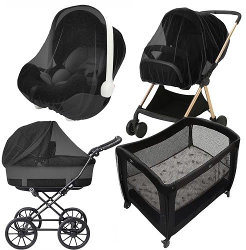 Enovoe Moustiquaire pour poussette – Filet anti-insectes pour poussette – Maille polyester respirante durable – Convient aux poussettes, berceaux, berceaux, jeux – Mini berceaux – Lavable en machine