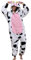 chuangminghangqi Un Pezzo Pigiama Signore Lungo Inverno Un Pezzo Animale Costume Costume Adulto Tuta Signore Accogliente Pigiama Pile Onesie Vestiti con Cappuccio (Mucca Rosa, L)