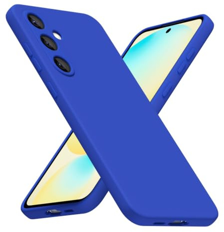 LoeoeL for Samsung Galaxy S24 FE Phone Case Silicone, Minimalist Ultra Thin Slim Soft Rubber Gel Solid Color Matte TPU Cute Case for Women Men, Girly Plain Aesthetic Design & Camera Cover, Royal Blue