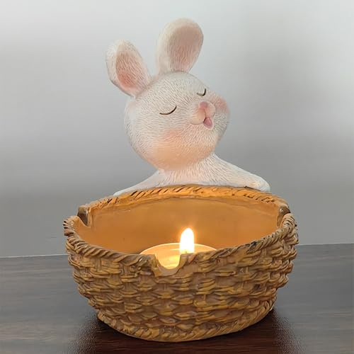 Bunny Kerzenhalter Schwimmkerzen Teelichthalter Kerzenständer, Osterhase Tischdekoration, für Weihnachten Geburtstag Hochzeit Ostern Deko, Kerzen Teelichter in Hasenform, Durchmesser 3,3Zoll/8,5cm