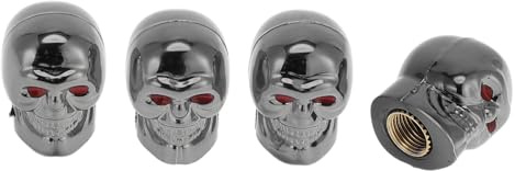 HEROFFIX Totenkopf-Förmige Reifenventilkappen Staubschutz 4 Stück 7x22mm | Kunststoff Kupfer, Für Motorrad Fahrrad LKW,Für Benz Für BMW Für Toyota Für Honda Für VW Für Jeep, Staubschutz, Dekorativ