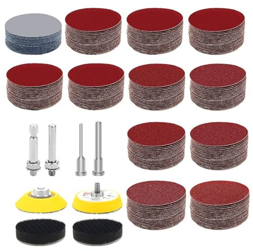 244PCS Sanding Discs Pad Variety Kit for Drill Grinder Rotary Tools Attachment with 2PCS 1/8&1/4 Shank Backer Plate, Sanding Disc, Round Sandpaper(Sanding Pads Includes 80-3000 Grit)