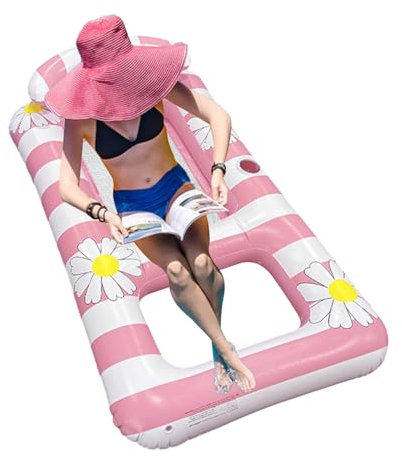 Flotteur de Piscine - Chaise Flottante Ergonomique avec Coussin | Canapé-Lit Pliable pour Vacances Extérieur, Détente, Plage, Jardin et Bord de Piscine