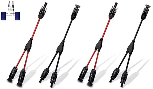 Panneau Solaire, Câble Solaire 4 Mm2(Compatible Avec 6mm2), Connecteur MC4(1 À 2 Branches), Y Connecteurs Câble, Panneaux Solaires, Rouge Et Noir, Cable Mc4, Panneau Solaire Ecoflow (2 Cable)