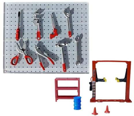 Oshhni Diorama 1/64 Garage Réparation Outils Meubles Conteneur Portique Simulation Affichage Scène Modèle Modèle Atelier Miniature
