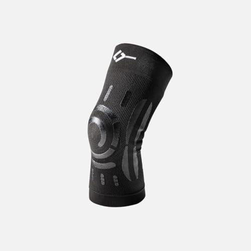 FLOKY Knee Support ginocchiera biomeccanica. Multisport. Stabilizza ginocchio e rotula. Protegge legamenti e tendine rotuleo. Supporto articolare. Riduce traumi e infezioni. (Nero, XS/S, Destro)