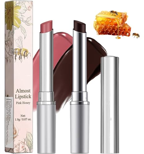 Honey Lipstick, Lip Tint Black & Pink Hydrating lipstick, Tinted Lip Balm for All Skin Tones, Nourishing Lip Balm Natural Black Cherry Tint Lipstick Lip Care Makeup(2Pcs)