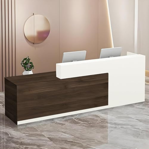 CCUKTFN Empfangstheke mit Stauraum und offenen Fächern, Empfangstresen für Empfang, 100–240 cm Tresen für Geschäft, Salon, Studio, Empfangsbereich & Kasse