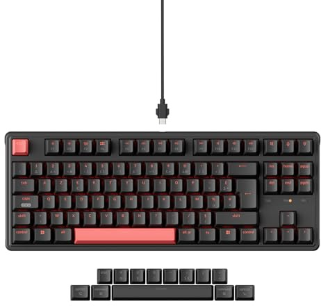 Keychron C3 Pro QMK/Via Clavier Mécanique Filaire, TKL 87 Touches Clavier de Jeu Commutateur Mécanique Rouge pour Mac/Windows/Linux (FR-Layout)