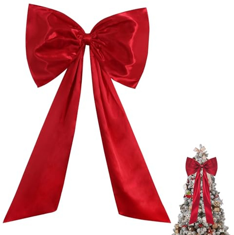 Hengrongshen Große Satinschleife, 58x 100 cm Geschenk Groß Schleifen, Weihnachtsdekoration, Satinschleife groß für Partydeko, Wanddeko, Hochzeit, Weihnachten (Rot)